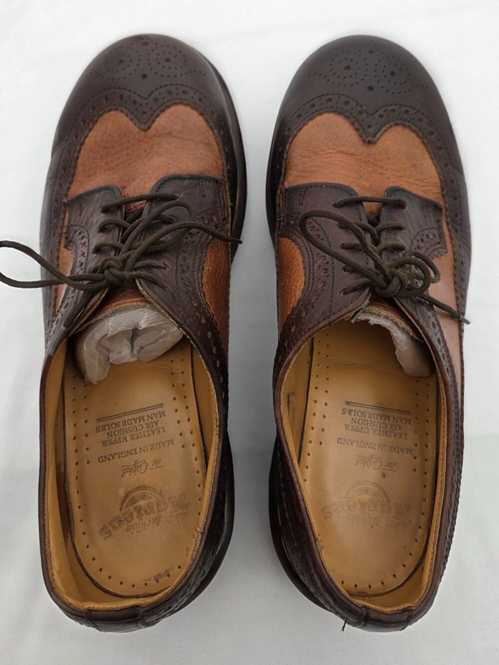 Vintage Dr. Martens 3989 Made in England Leather Wingtip Oxfords - UK 10 / US 11 - Picture 4 of 10